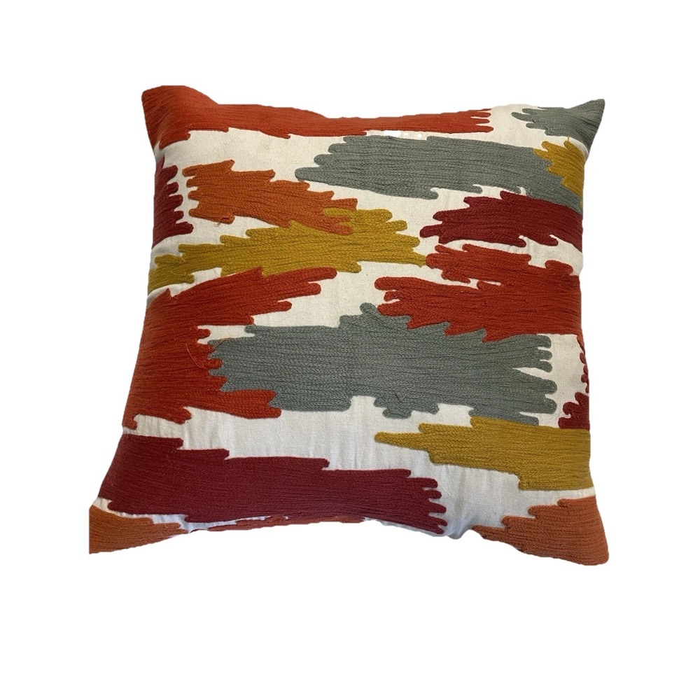 Saro Lifestyle Pennello Brushstroke Embroidery Throw Pillow Cotton with Down